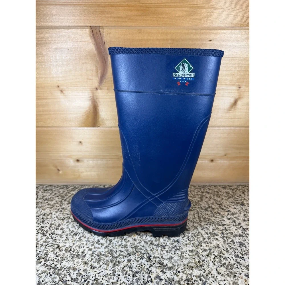Northerner Mens Blue Rubber Rain Boots Waterproof Tall Made in USA Knee High